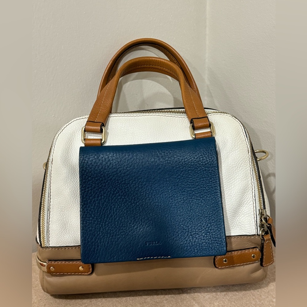 FURLA Soft Leather 4-Color Triangle 2-way Bag(Handbag/Shoulder)-MADE in ITALY!